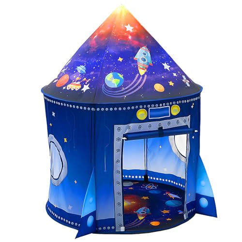 Raketen Kinderzelt für Drinnen Astronauten Raumschiff Spielzelt Kinder Indoor Outdoor Spielhaus Pop Up Zelt Kinderhaus Junge Mädchen Faltbar Kinderspielhaus Garten Camping Kinderzimmer Spielzeug Tent