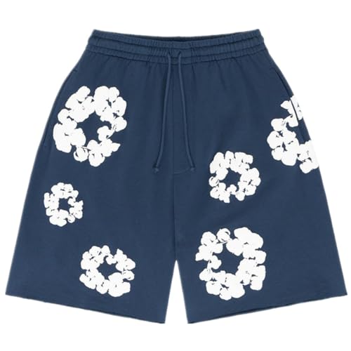 Mayamiyasa Modemarke D T Drucktrikot, 2 Teiliges Sommer Trainingsanzug, Jogginganzug, Cotton T-Shirt, Sommershorts, Sommer - T - Shirt, Unisex - Sweatshirt - Set, Oberteil und Shorts, Marineblau S