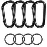 4 Stück Karabinerhaken, Karabinerhaken Aluminium, Karabiner Karabinerhaken, Karabiner Set, Karabiner Haken D-Clip, Carabiner, Karabiner, Karabiner Schwarz, für Campingzubehör