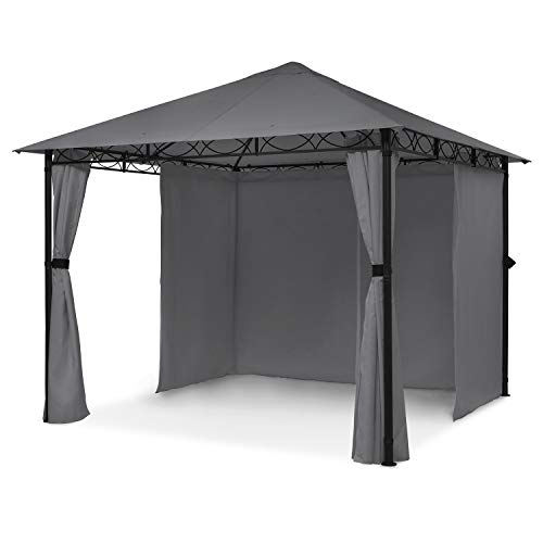 Blumfeldt Mondo - Pergola Partyzelt Gartenzelt Gazebo, Größe: 2,95 x 2,6 x 2,95 m (BxHxT), 4 Seitenteile, EasyMount Concept, Witterungsschutz: UV/Wind/Regen, dunkelgrau