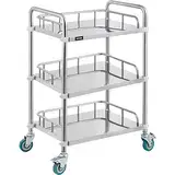 VEVOR Servierwagen Edelstahl Serving Lab Trolley 3 Böden Laborwagen Tragbar Abräumwagen Medical Dental Lab Cart Transportwagen Rollwagen Medizinisch Universalräder Zwei Fußbremsen Breite Anwendung