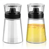 Moosono 2 Stück Essig Öl Flaschen Camping, 160ml Auslaufsichere Ölflasche, Essig und Ölflaschen Set, Ölspray für Öl Essig Olivenöl, Ölspender Glas für Sojasauce Salatdressing Honig