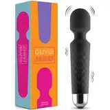 Vibrator für Frauen - Leises und Starkes Massagegerät + Akku - Sexspielzeug mit 20 Vibrationsmuster und 8 Geschwindigkeitsstufen - Kabelloser Dildo für Klitoris, G Spot - Oliver James (Schwarz)