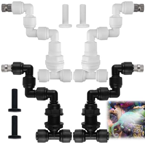 4 Stücke Reptilien Terrariendüse, Reptilien Düse Fogger 360° Verstellbarer Reptilien Fogger Mist Sprinkler Reptilien Nebel Sprinkler Verstellbare Doppelkopf Mini Sprühdüse für Aquarium den Regenwald