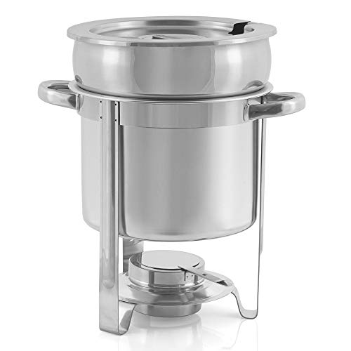 Mahlzeit Edelstahl Chafing Dish rund 7 Liter | Speisenwärmer Wärmebehälter Suppenwärmer Bain Marie Suppentopf Chafing Dishes für Buffet Catering Buffet Gastro und Party