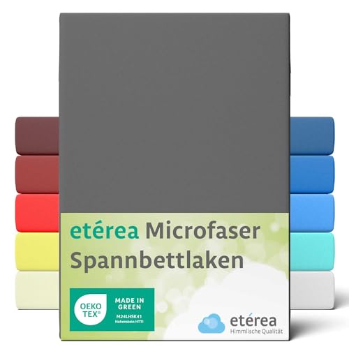 ETÉREA Microfaser Kinder Spannbettlaken 60x120cm - 70x140 - ATMUNGSAKTIV - Bettlaken Baby Spannbetttuch 60x120cm - 70x140 Kinderbett - Bed Sheets - OEKOTEX Mikrofaser Spannbettlaken - Anthrazit