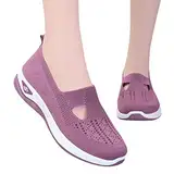 QWUVEDS Frauen gewebte orthopädische atmungsbezogene weiche Schuhe Gehen Sie zu diabetischen Schaumschuhen Hände kostenlos Schlupf in Sneakers Bogenunterstützung Sketchershoesforwomen Memory Foam 08