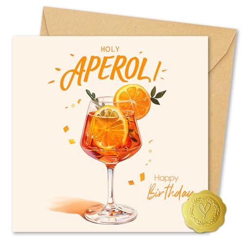 Vielucks Holy Aperoli Geburtstagskarte mit Umschlag und Aufkleber,Schöne Lustige Geburtstagskarte für Frau Freundin Freunde Mann,aperol geschenk deko - Happy Birthday