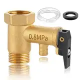 Sicherheitsventil 1/2 Zoll, 0,8 MPa Messing Sicherheitsventil, 1/2" IG x 1/2" AG Warmwasserbereiter Druckentlastungsventil, Rückschlagventil mit Silikonschlauch und Dichtung