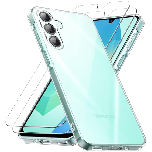 caslord Hülle für Samsung Galaxy A16 4G/5G, 1 Handyhülle mit 2 Stück Panzer Schutz Glas, Ultradünn TPU Transparent Stoßfest Schutzhülle Durchsichtige Kratzfest Handyhülle Case