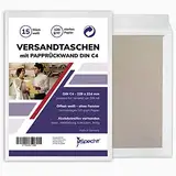 15 Versandtaschen C4 in Weiß ohne Fenster mit Papprückwand, selbstklebend mit Haftklebung und Abdeckstreifen, 229 x 324 mm, Premium, 120g/m² Papier, Briefumschlag, Kuvert, Geschäftsumschlag, DIN A4