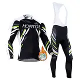 HOMTOL Herren Radsportanzüge mit Thermofleecefutter Langarm Winter Radtrikot Set Radfahren Kleidung Langärmeliges Fahrradtrikot Fahrradhose mit Sitzpolster + Gel Pad