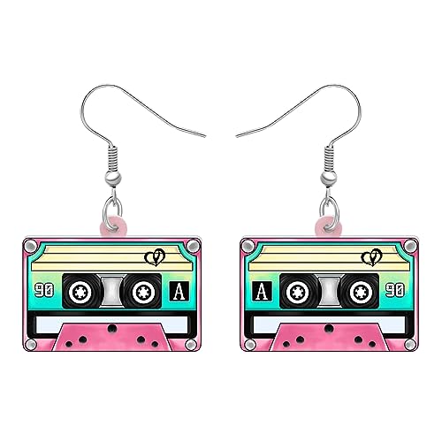 DALANE Acryl Fun Vintage Radio Kassette Ohrringe Retro Schmuck für Frauen Mädchen 80er 90er Jahre Nostalgie Geschenke (Rosa)