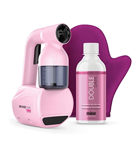 MineTan Spray Tan Machine | Bronze Babe Spray - Tanning-Set für zuhause | Tragbare Selbstbräuner, Sprühpistole für zu Hause mit 237 ml, doppelte dunkle Bräunungslösung; Solarium sonnenlose Bräune