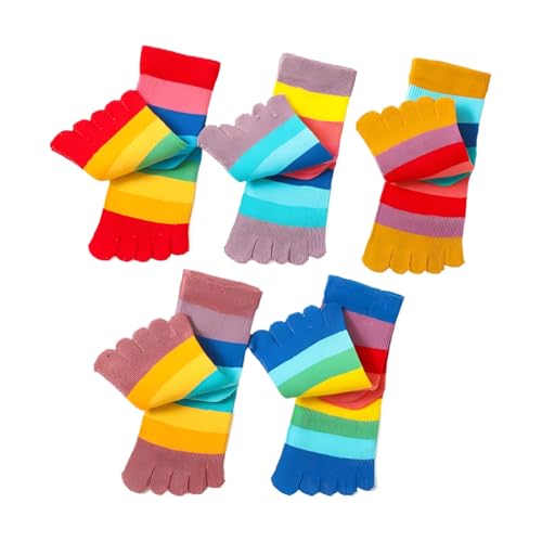 Chenflying 5 Paar Baumwolle Tabi Split Toe Fünf Finger Socken Casual Regenbogen Farbe Knöchelsocken für Kinder Jungen Mädchen 2-10 Jahre (DE/NL/SE/PL, Alter, 2 Jahre, 5 Jahre, Regular, Mehrfarbig)