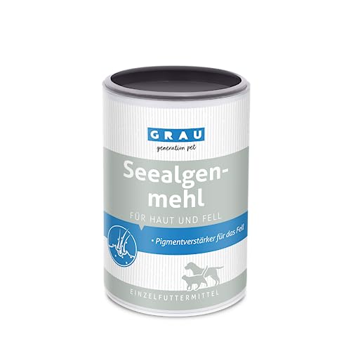 GRAU - das Original - 100 % reines Seealgenmehl, für die Fellpigmentierung, für dichtes & glänzendes Fell, 1er Pack (1 x 400 g), Ergänzungsfuttermittel für Hunde & Katzen