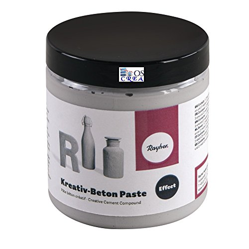 Rayher 34329000 Kreativ-Beton Paste, Dose 250 ml, Betongrau, auf Wasserbasis, Betonpaste für innen und außen, 0.71 x 0.71 x 0.8 cm