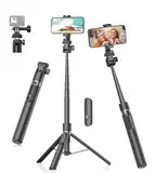 Gahenwo 173cm Selfie Stick Stativ, Einbeinstativ Tripod für Action-Kamera, All-in-1 Handy Stativ mit Fernbedienung,Tragbarer Reisen Telefonstativ-Ständer Foto Video-Kits kompatibel mit iPhone/Android