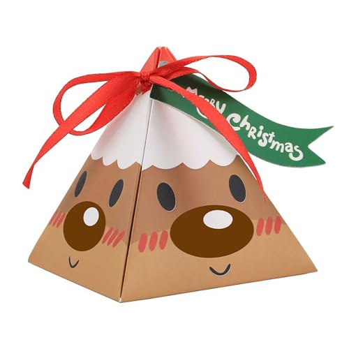 Christmasgift Box Trianglebox Candy Box SantaClaus Bigface Trianglebox Merry Bags Candy Cookie Bags Packaging Boxes Carnival Wrapping Paper (D, One Size)