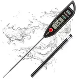 BOMATA Wasserdichtes IPX7 Thermometer, geeignet für Wasser, Flüssigkeiten,Kerzen und Kochen.Sofort ablesbares Lebensmittelthermometer mit langer Sonde,geeignet für Kochen,Fleisch,Grillen!T101 schwarz