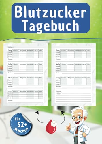 Blutzucker Tagebuch - Tageweise Eintragung der Blutzuckerwerte für 52 Wochen: Kompaktes Format | Mit praktischer Wochenübersicht | Schickes Design - ideal als Geschenk