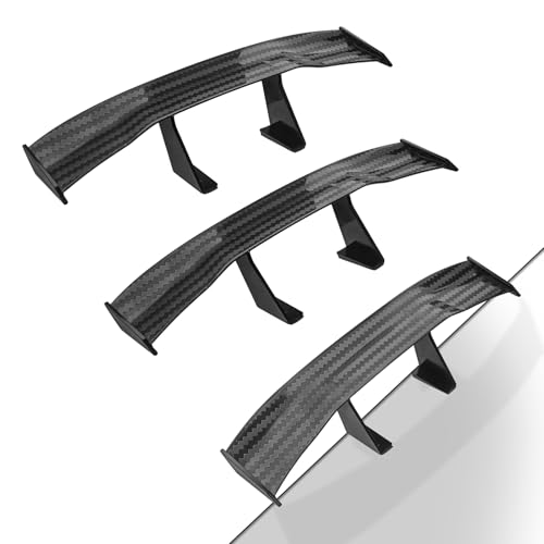 XNJIHWA 3 Pcs Universal Auto Mini Spoiler Flügel Ohne Perforation Fahrzeug Stabilität Schwanz Mini Auto Kohlefaser Textur Dekoration 6.7inch (Schwarz)