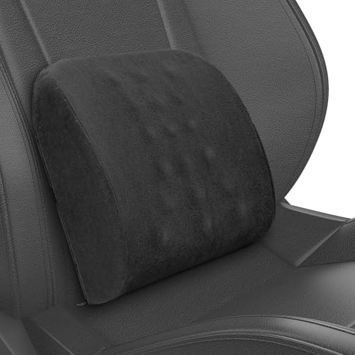 Quirlig Lendenkissen Auto, Memory-Schaum Lendenstützkissen, Autositz-Rückenkissen, Ergonomisches Rückenkissen für Auto, Zuhause, Büro, Rollstuhl, Schwarz