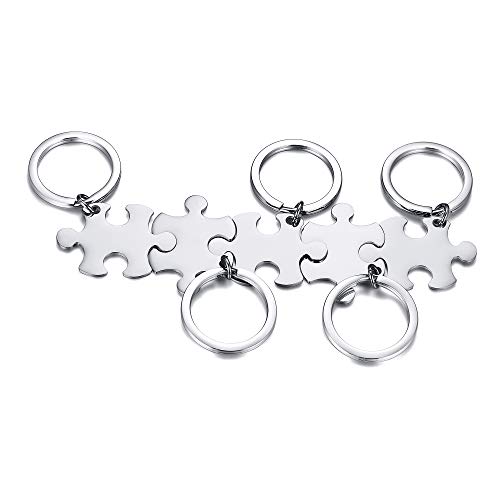 VNOX 2/3/4/5 Pcs Anpassen Personalisierte Freundschaft/Liebe Familie Puzzle Paar Anhänger Halsketten/Schlüsselanhänger/Armbänder für Liebhaber Freund BFF, Edelstahl Schmuck,Kostenlose Gravur
