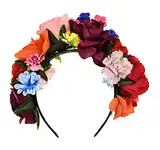 Merroyal Stirnband im Stil Frida Kahlo mit mexikanischer Blumenkrone, Party-Kostüm, Halloween, Kopfschmuck Gr. Einheitsgröße, Mexikanische Farbe