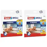 tesamoll P-Profil Gummidichtung - Selbstklebende Dichtung zum Isolieren von Spalten an Fenstern und Türen - Weiß - 10 m x 9 mm x 5,5 mm (Packung mit 2)