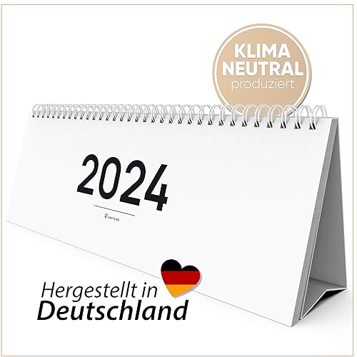 UNITURE® - Tischkalender 2024 quer I Wochenkalender zum Aufstellen I Schreibtisch Jahreskalender 2024 im Querkalender Format I Tischkalender 1 Woche 2 Seiten