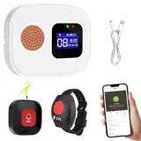 Notrufknopf für Senioren, Senioren Notruf, WiFi Smart Notrufklingel Alert System Mit Digitalanzeige, 1*SOS Notrufknopf,1*Empfänger,1*Senioren Notruf Armband,Hausnotruf für ältere Patienten,Behinderte