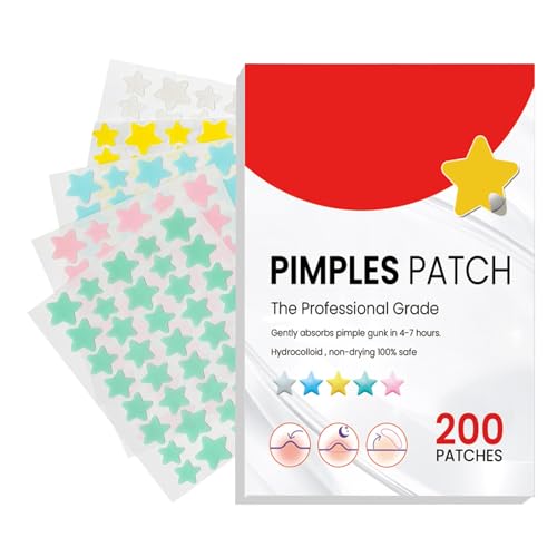 200 Pimple Patch Hydrokolloid Pickel Patch Akne Patches Wasserdichte Atmungsaktive Acne Patch Pflaster Anti Mit Teebaumöl Tag (Star)