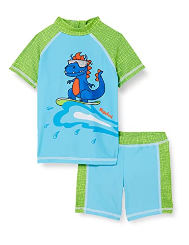 Playshoes Unisex Kinder Uv-schutz Bade-set Zweiteilig Schwimmshirt Badeshorts Badebekleidung, Dino, 110-116 EU