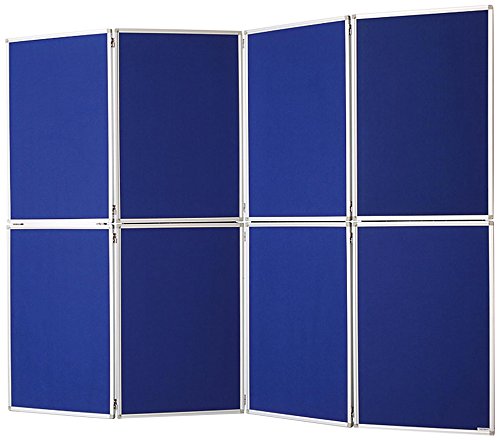 magnetoplan 8-Panel Faltbare Präsentationswand oder Raumteiler 2440 x 1810mm, doppelseitiger Filz Sichtschutz für Büro, Raumteiler, Messestand Display - Blau