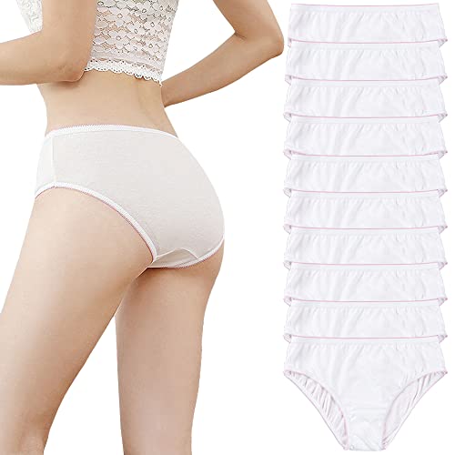 Sunvivid 10 Stück Damen Einweg Unterhosen Baumwolle Frauen Einmal Slips Postpartale Schwangere Höschen für Krankenhaus Mutterschaft Menstruation Reise Hotel Spa Mehrpack