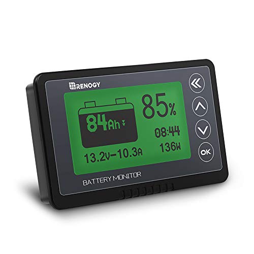 Renogy Batteriewächter 500A 12V/24V/36/48V, hochpräziser Batteriemonitor mit programmierbarem Alarm für hohe/niedrige Spannung,kompatibel mit LiFPO4,AGM,versiegelt,Gel,Nassbatterien für Wohnmobil,Boot
