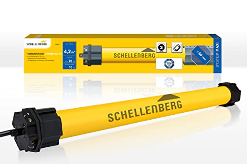 Schellenberg 20610 Rolladenmotor MAXI Standard 10 Nm, mechanische Endlageneinstellung, Rohrmotor für 60 mm Welle, bis 4,2 m² Rollladenfläche, Set inkl. Wandlager