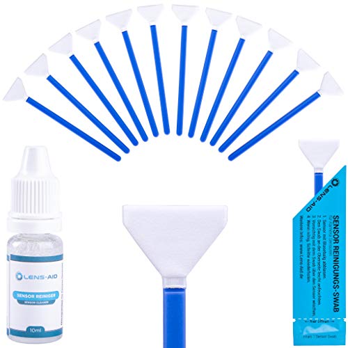 Lens-Aid Sensor Reinigungsset mit Swabs und Flüssig-Reiniger für Vollformat Kameras: 12x Mikrofaser Swab 24 mm einzeln verpackt inkl. Liquid