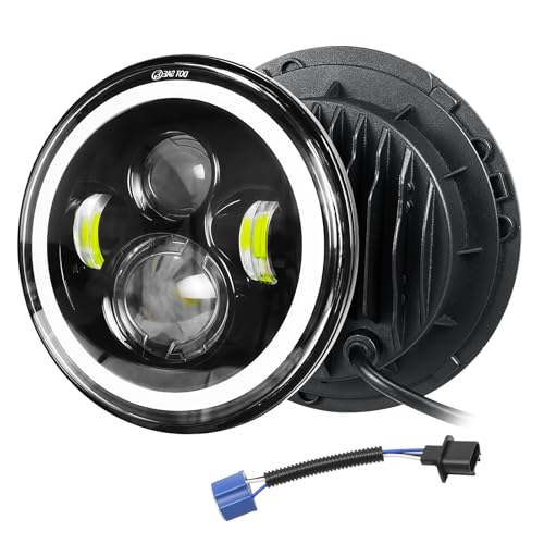 Willpower 1X 7 Zoll Motorrad LED Scheinwerfer Runden 50W 5000LM, 4 Modi Beleuchtung DRL HI LO Strahler Fahrscheinwerfer Feuer Kreuz Offroad für Auto Wrangler JK TJ LJ CJ JP Hum, IP67