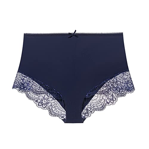 Hoch taillierte Unterwäsche für Frauen, kein -Oberteil, vollständig bedeckende Slips, weiches Stretch-Damenhöschen Unterwäsche Boxershorts Gelb，Yoga-Party-Unterwäsche，Geeignet für Dates (Navy, L)