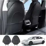 Ywooon Schutzbezug für Tesla Model Y Model 3 Model S Model X, Leder Sitzschoner Kinder seat Kick Protector Sitzschoner Kindersitz Rückenlehne Sitzbezug, Schwarz