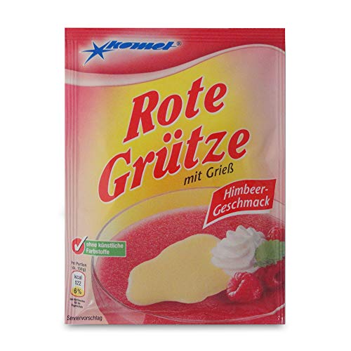 5er Pack Komet Rote Grütze Himbeer (5 x 50 g) für 500 ml Wasser mit Grieß ohne künstliche Farbstoffe