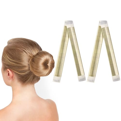 URAQT Dutt Maker, 2er Pack Flechthilfe Haare Mädchen Und Damen, Haarstrickwerkzeug Zubehör DIY-Haarstyling für Lange und Kurze Haare,Braun Donut Hair Bun Maker für Kinder Dutt Haar(Cremefarben)