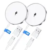 Mag-Safe Ladegerät Wireless Charger iPhone 2M für iPhone 16/16e/15/14/13/12-Serie und AirPods 3/2/Pro2, 2 Pack 15W Schnell Induktive Ladestation, Magnet Wireless Charger Induktive Kabelloses Ladegerät