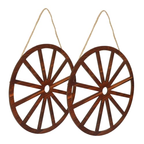 Garneck 2 Stück Holz Wagenrad 50cm – Vintage Deko Für Garten - Hausbar Und Garage – Alte Western Wanddekoration - Rustikale Bauernhaus Wandkunst Perfekt Für Besondere Anlässe Und Partys