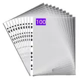 PUTOAHAO 100 Stück Klarsichthüllen A4 Glasklar,Prospekthüllen A4 (DIN A4, 60 My),Universelle 11 Loch Perforationen A4 Ablageformat Klarsichtfolien A4 für Broschüren,Ordner,Loseblätter, Dokumente