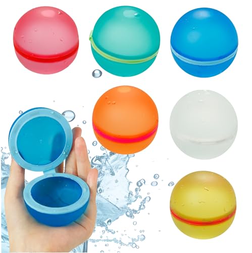 6x Wasserbomben Selbstschließend & Wiederverwendbar - Magnetisch & Schnell befüllbar - Für Kinder & Erwachsene - aus weichem Kunststoff