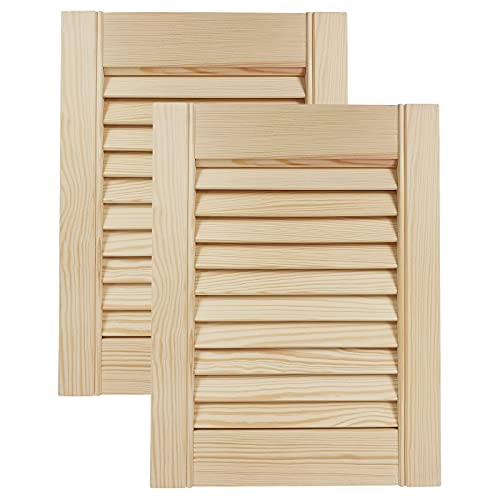 DecoMeister Lamellentüren aus Holz Massivholz Lamellentür Holztür Schranktür mit offenen Lamellen für Kleiderschrank Möbelfronten 294x395 mm 2-er Pack