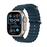 Apple Watch Ultra 2 [GPS + Cellular, 49MM] Titangehäuse mit Ocean Armband Blau - One Size (Generalüberholt)